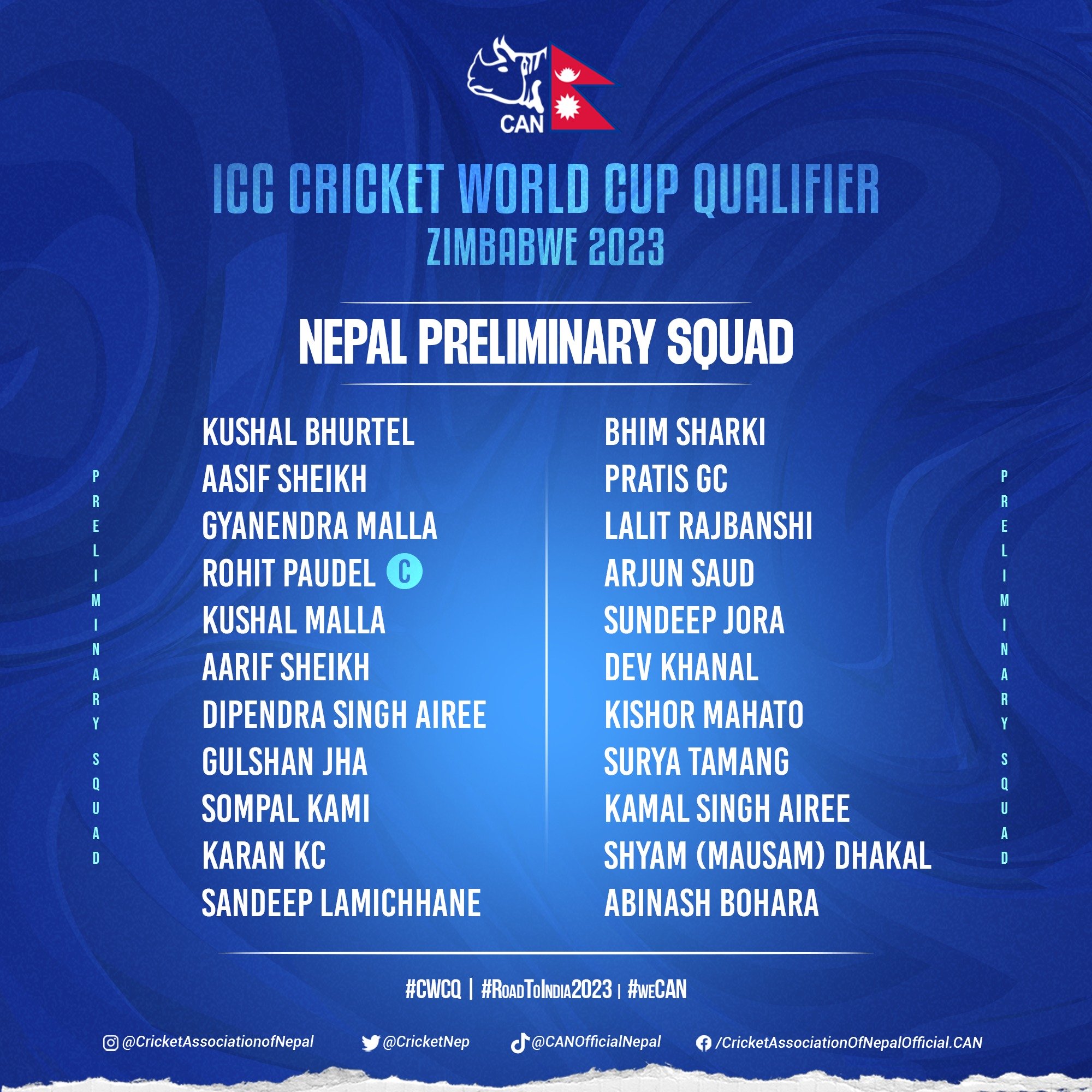 CAN announces preliminary squad for World Cup Qualifiers