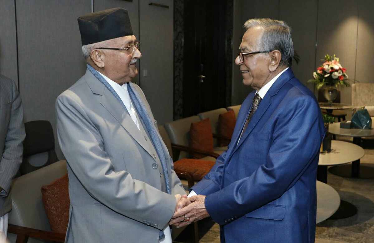 PM Oli with Bangladeshi President Abdul Hamid in 2019 