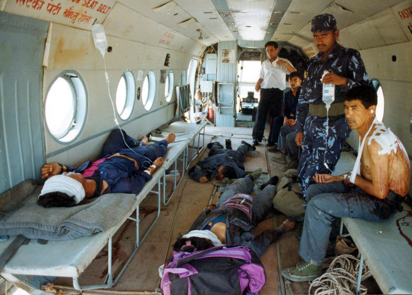 Injured & Dead Policemen after Maoists attack in Jajarkot being brought in helicpoter